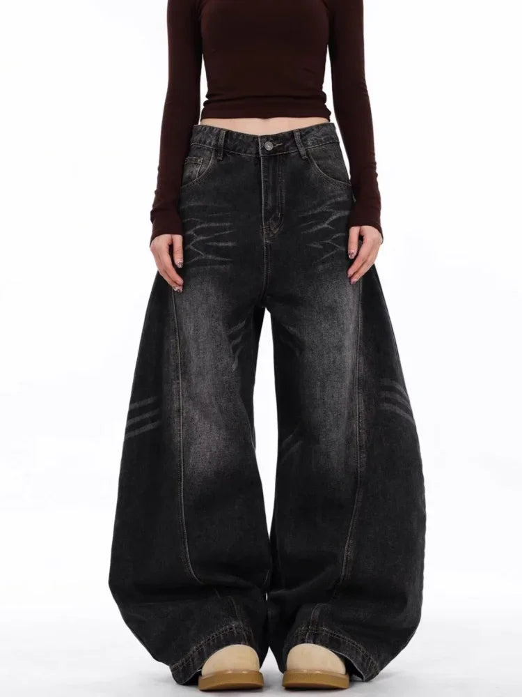 Women's Asymmetric High-Waist Wide-Leg Jeans — product view