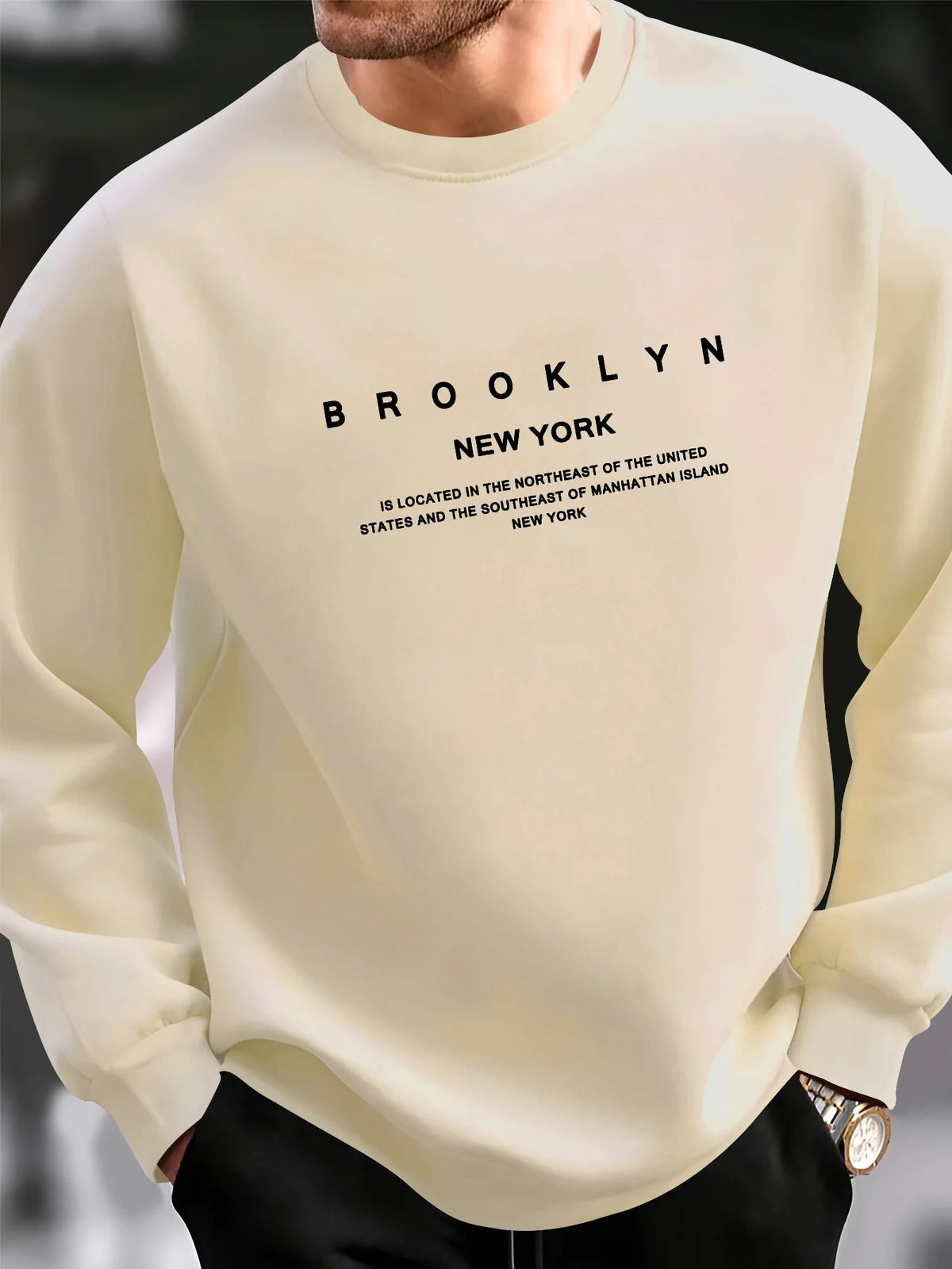 Men's Letter Print Crew-Neck Sweatshirt