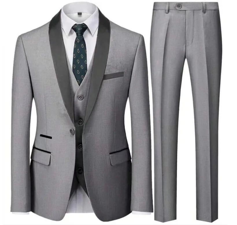 Men's Black Slim Fit Three-Piece Suit