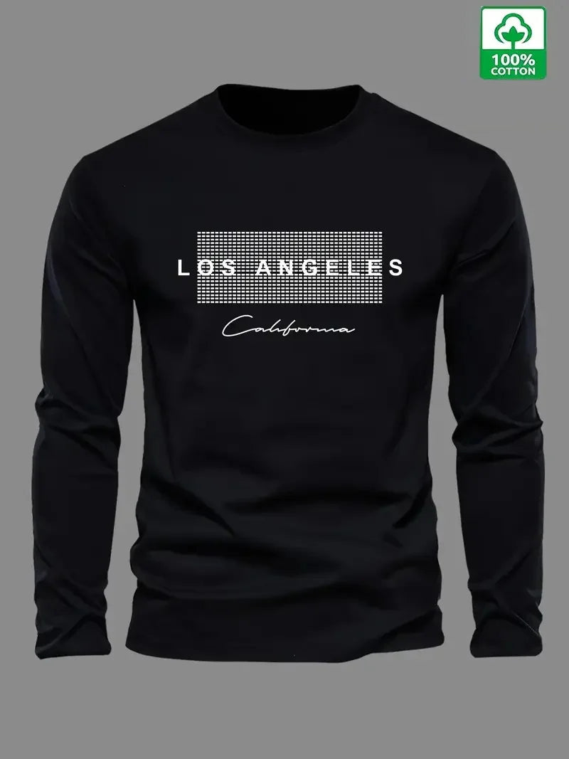 Men's Letter Print Long-Sleeve Casual T-Shirt