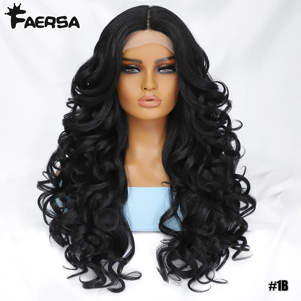 Black Brown Curly Wig Synthetic Lace Front Wig Blonde Orange Lace Wig - OSASCO