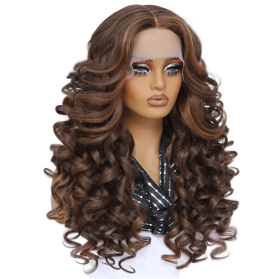 Lace Front Wig Curly Latisha Synthetic Blonde Pink Blue Black White - OSASCO