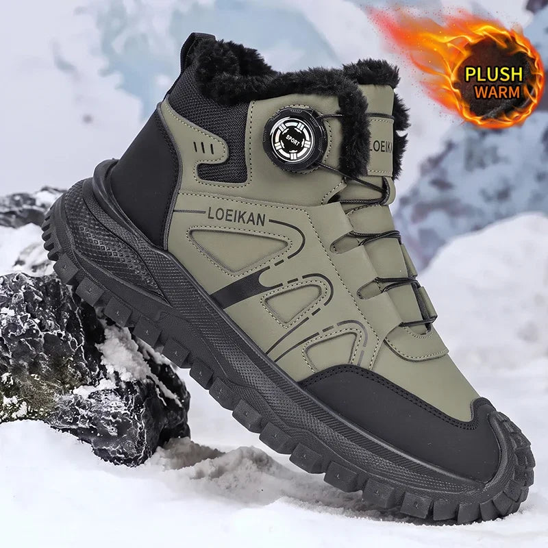 Men's Flannel-Lined Dial Closure Winter Ankle Boots