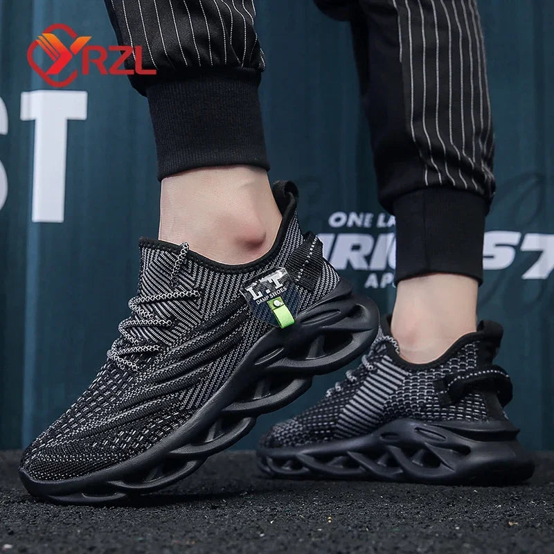 Unisex Black Mesh Jogging-Style Sneakers