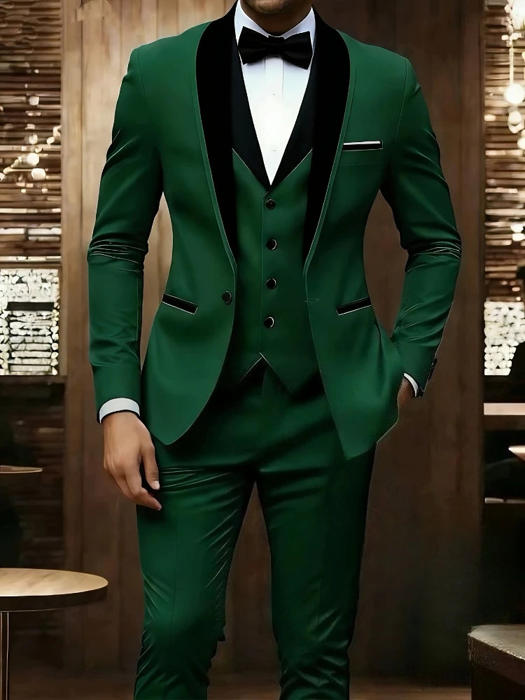 Men's Three-Piece Groom & Groomsman Suit