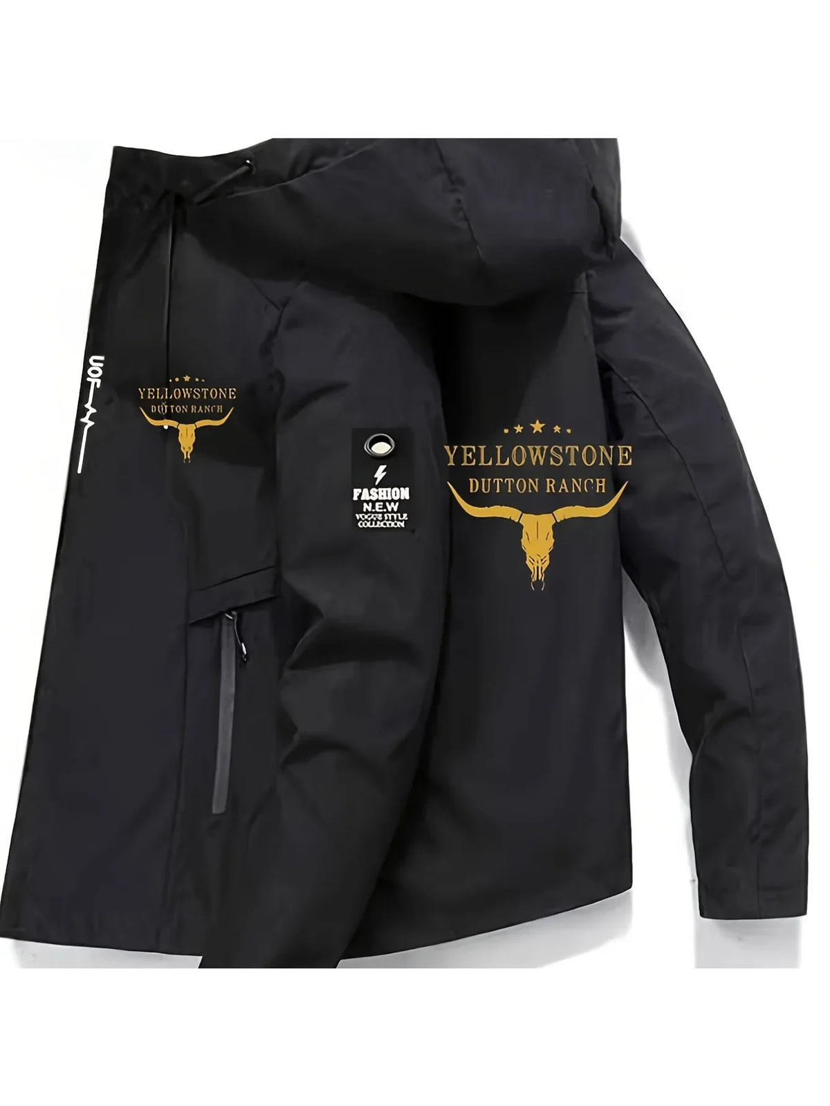 Men's Graphic Print Hooded Zip-Up Jacket