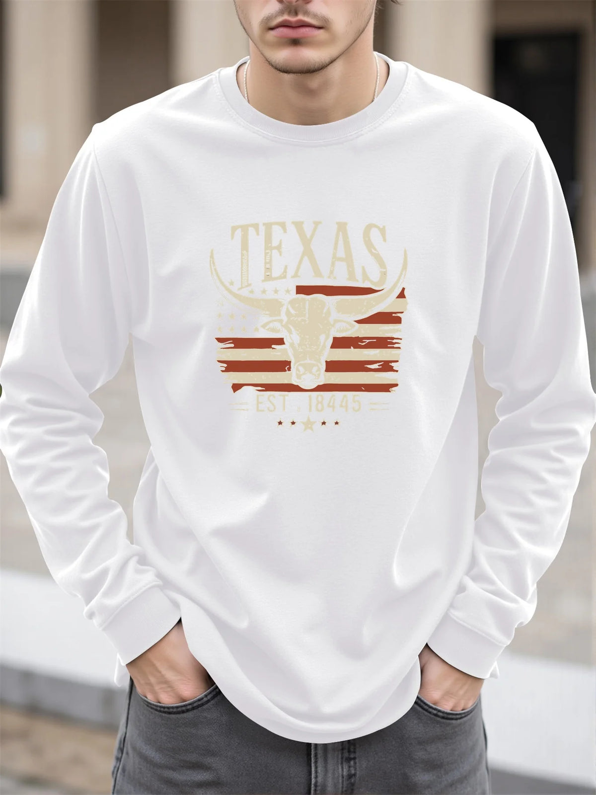 Men's Graphic Print Long-Sleeve Casual T-Shirt
