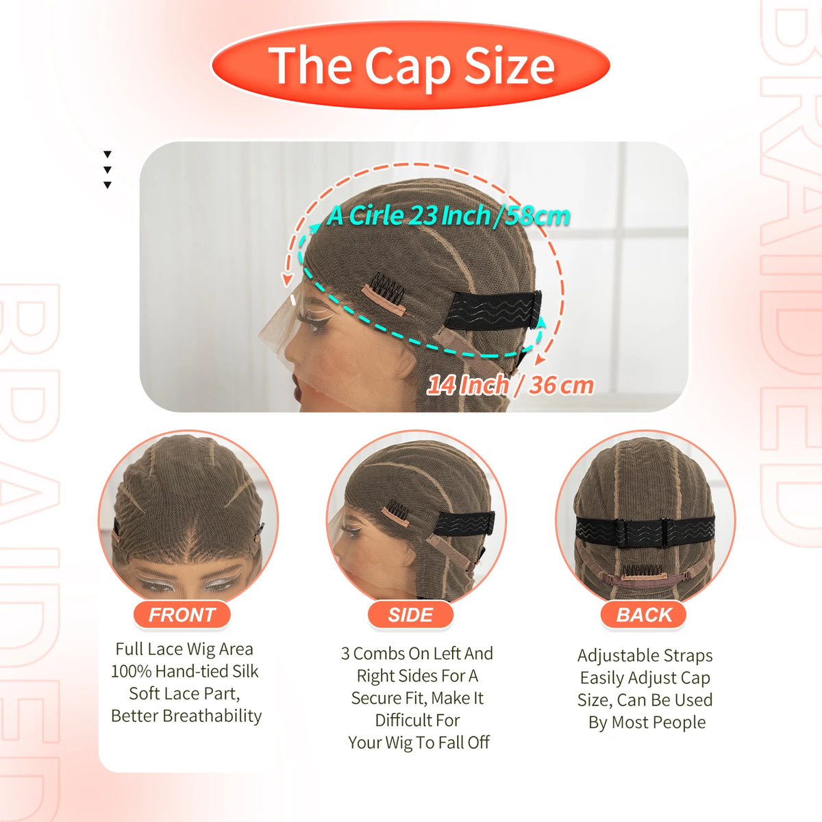 Full Lace Cornrow Braided Wig with Wavy Ends 18in Synthetic Braided - OSASCO