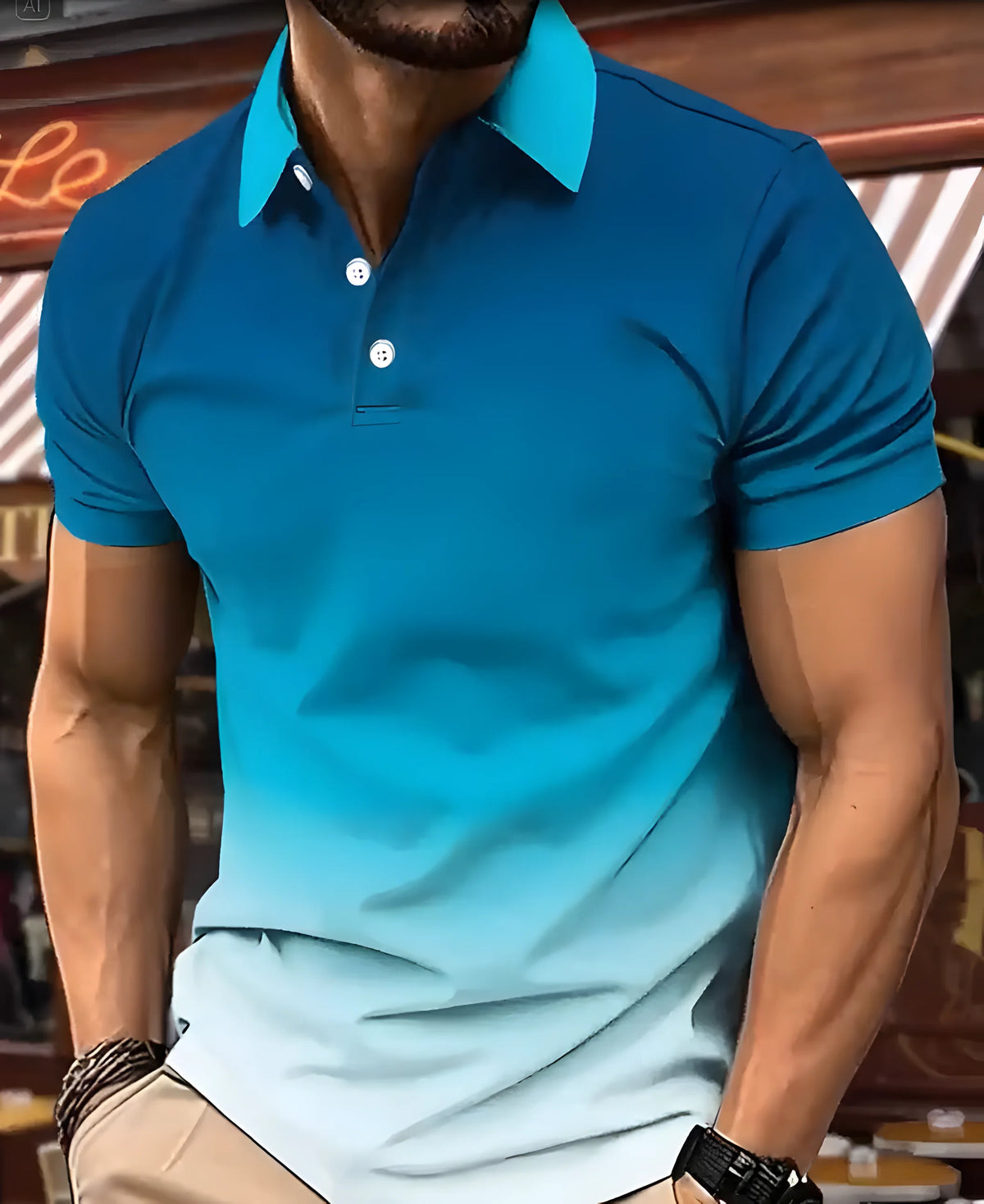 Men's Gradient Print Polo Shirt