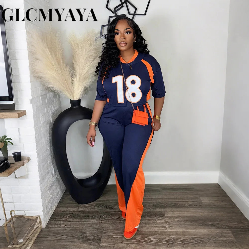 Women's Short-Sleeve Top & Wide-Leg Pants Set