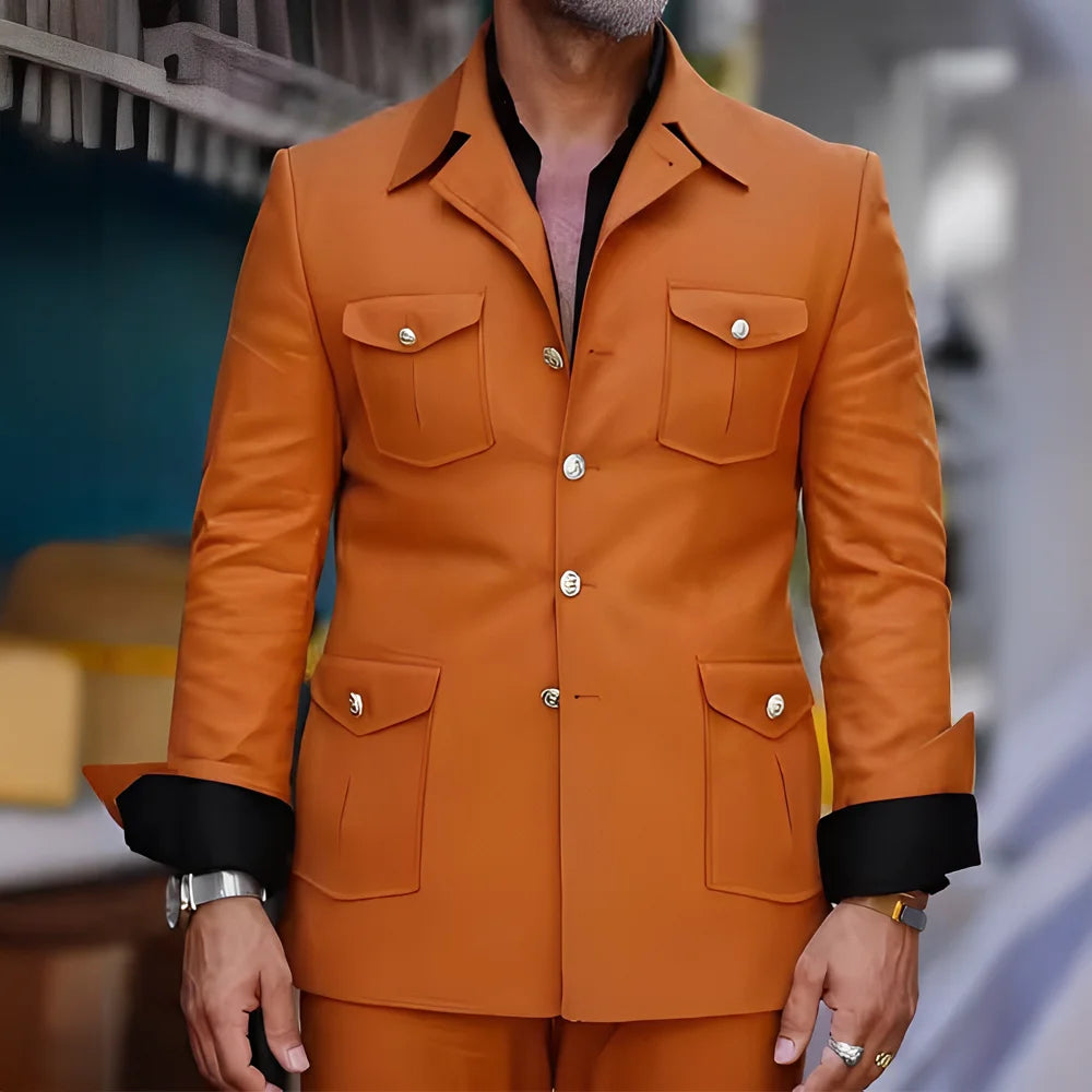 Men's Safari-Collar Jacket & Trouser Set
