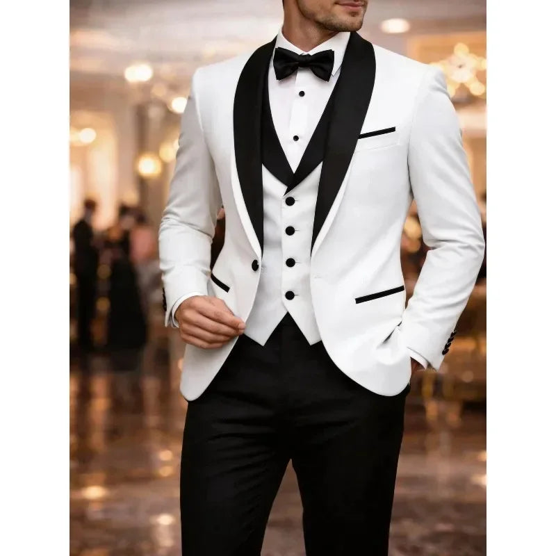 Men's Colour-Block Three-Piece Suit