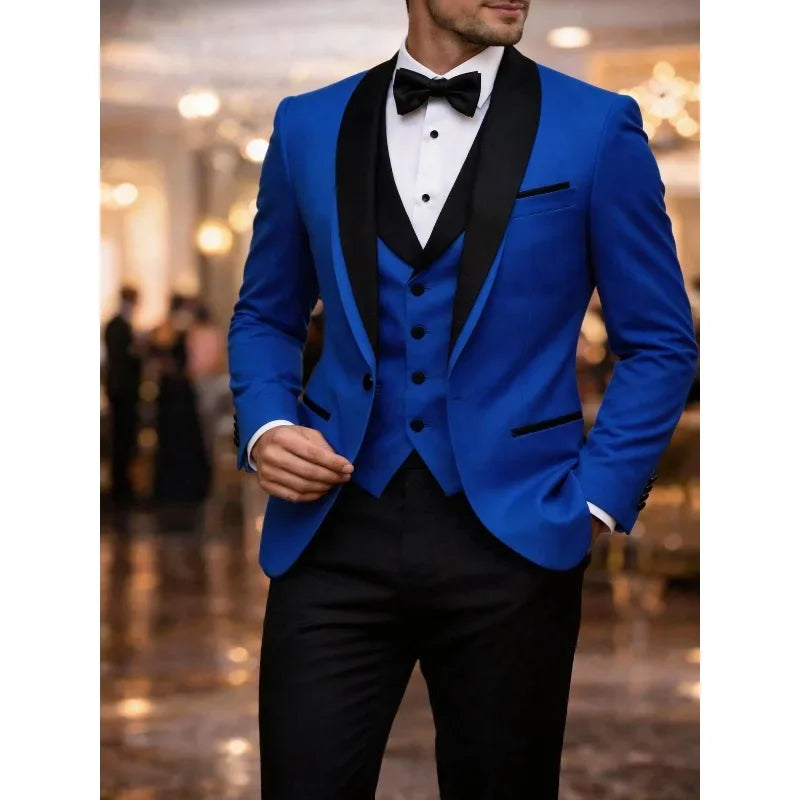 Men's Colour-Block Three-Piece Suit