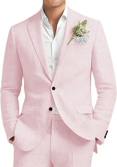 Men's Linen 2-Piece Notched Lapel Suit Set — product view