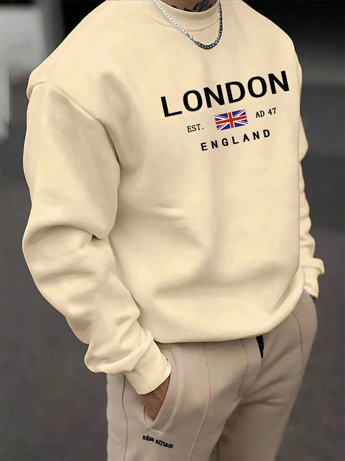 Men's Letter Print Crew-Neck Sweatshirt