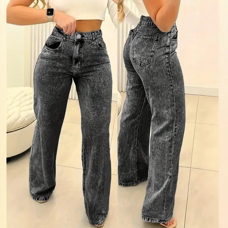 Women's Plus-Size High-Waist Straight-Leg Jeans — product view