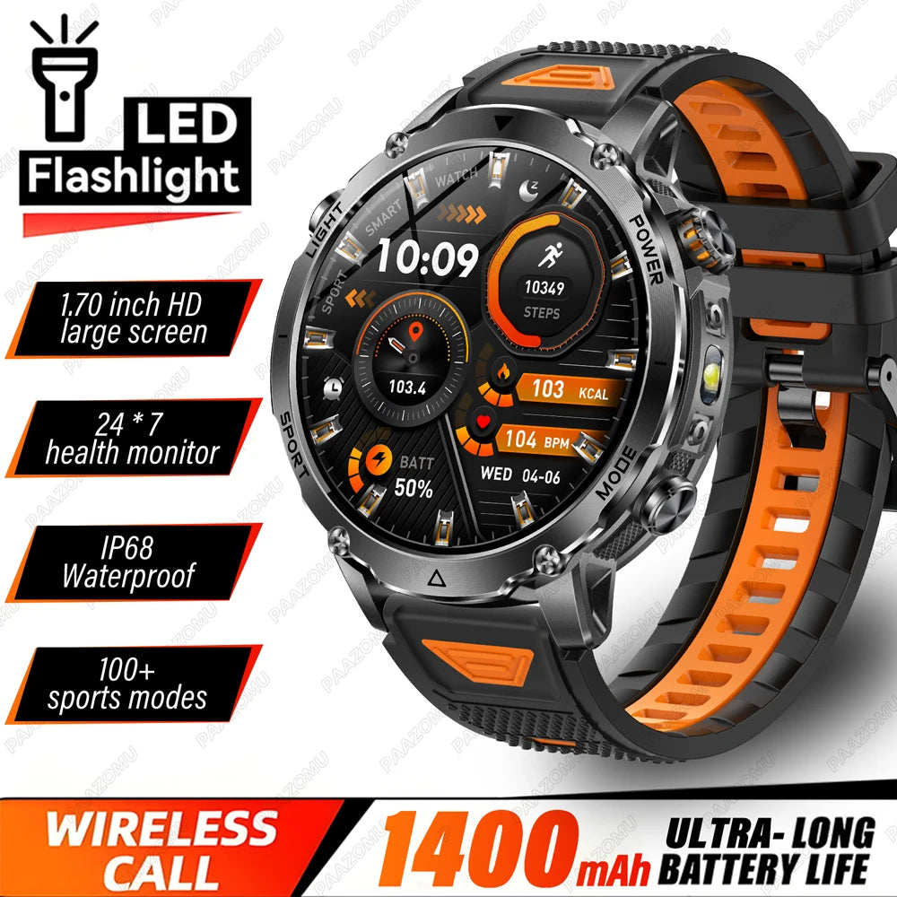 Outdoor 1.7-Inch Calling Smartwatch with Flashlight