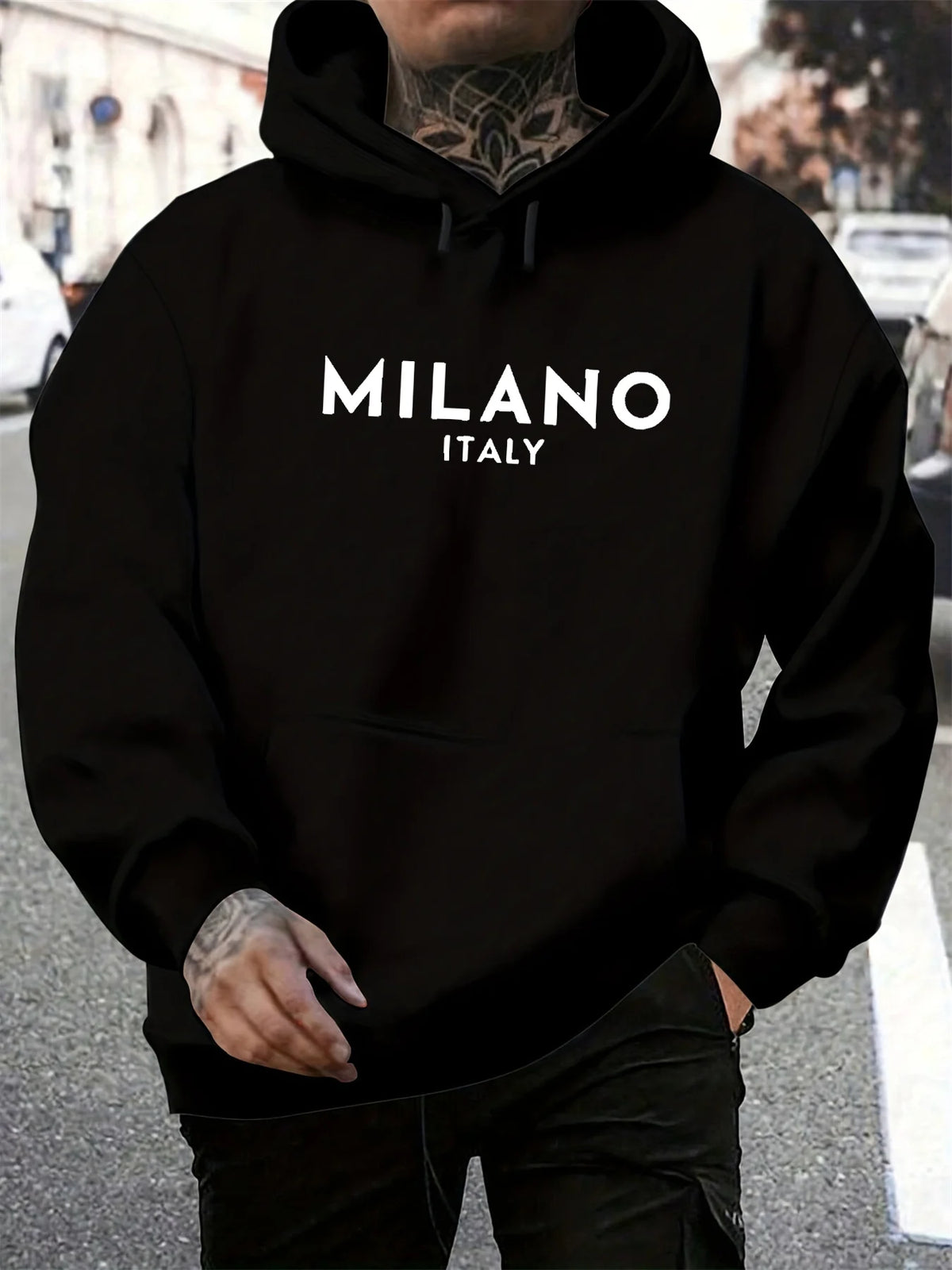 Men's Geometric Print Casual Hoodie