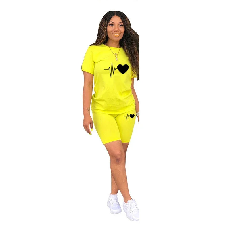 Women's Heart Print Casual T-Shirt