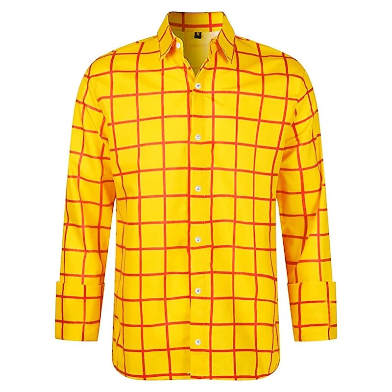 Unisex Check Print Long-Sleeve Casual Shirt