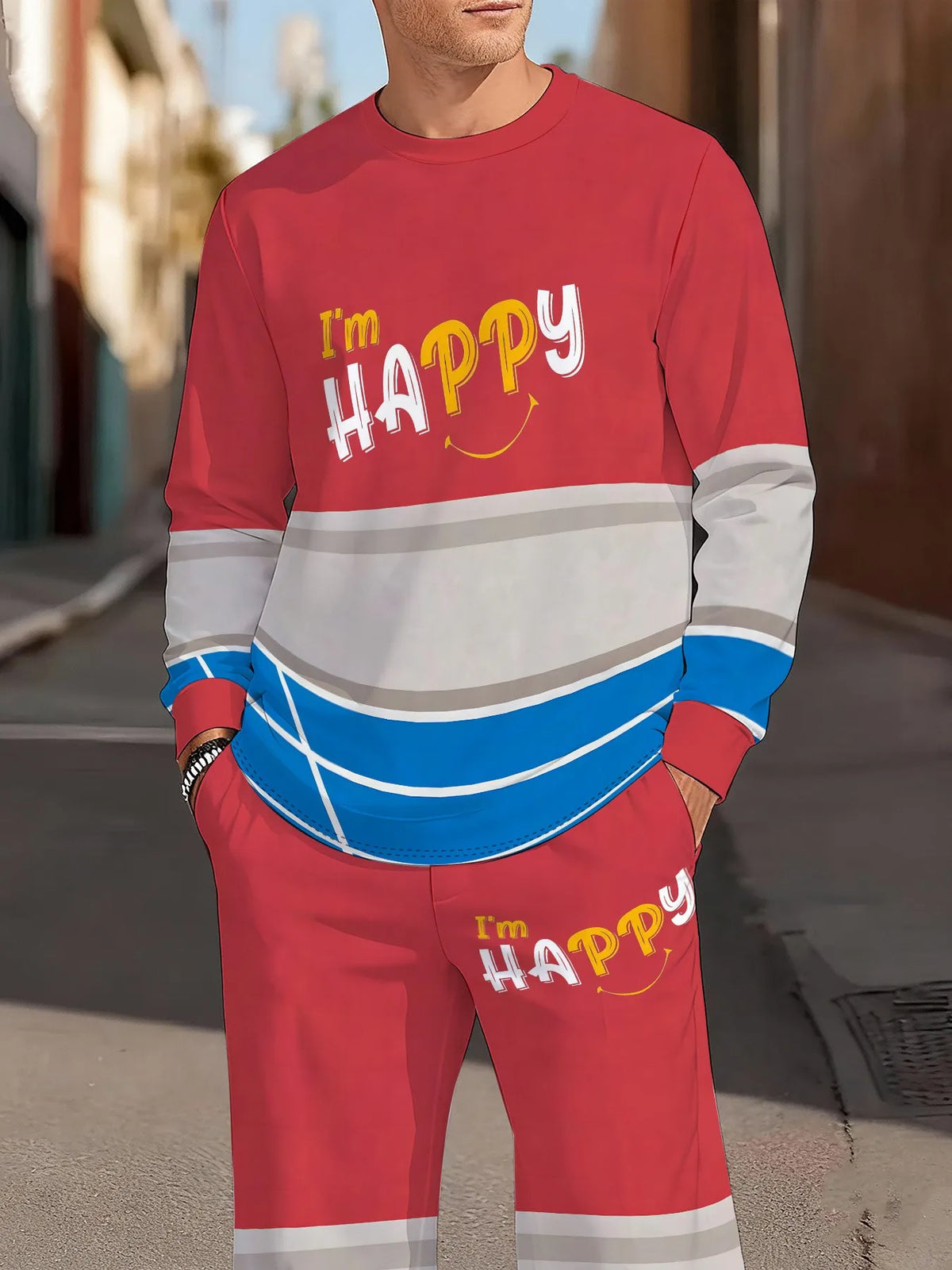 Men's Letter Print Sweatshirt & Pants Set