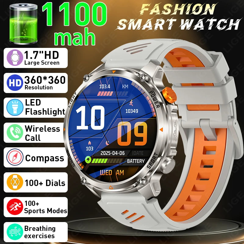 Outdoor 1.46-Inch Calling Smartwatch with Flashlight