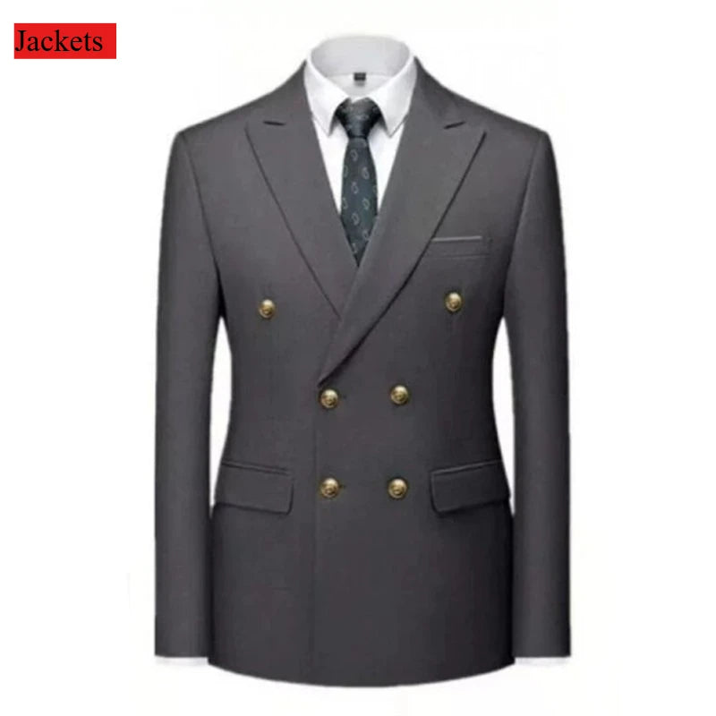 Men's Double-Breasted Suit with Gold-Tone Buttons