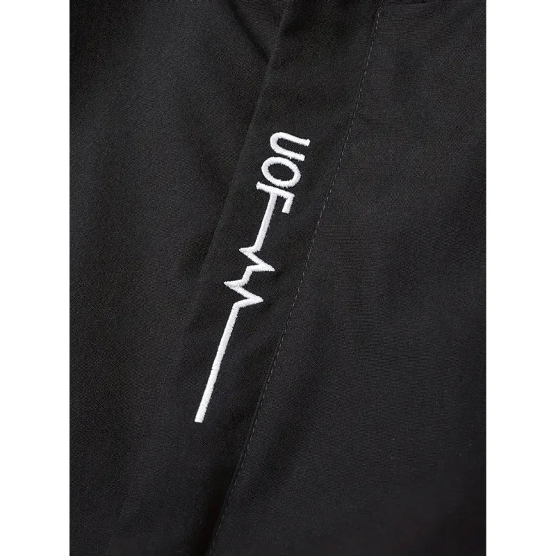 Men's Letter Print Hooded Zip-Up Jacket