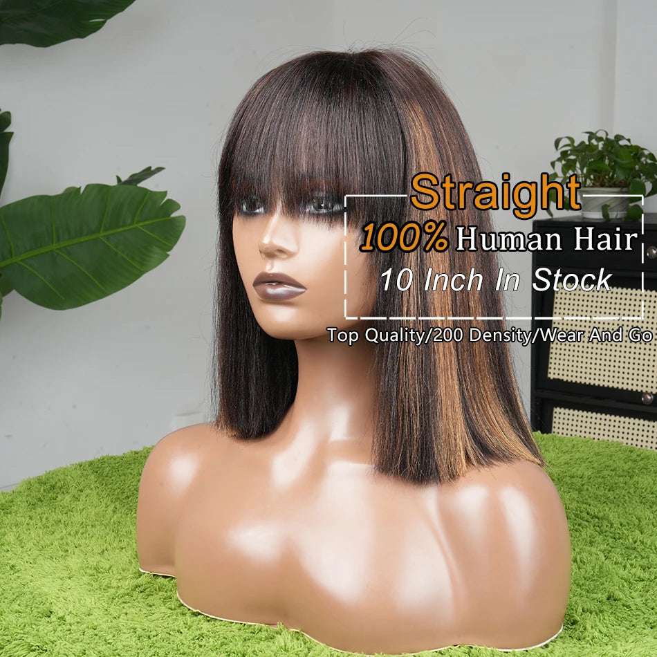 Glueless Women's Black Straight Human Hair Wig — product view