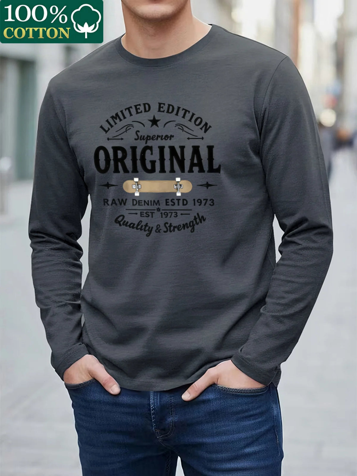 Men's Animal Print Long-Sleeve Casual T-Shirt