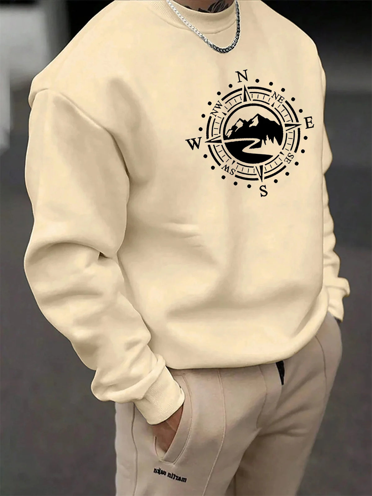 Men's Mountain Print Long-Sleeve Casual Shirt