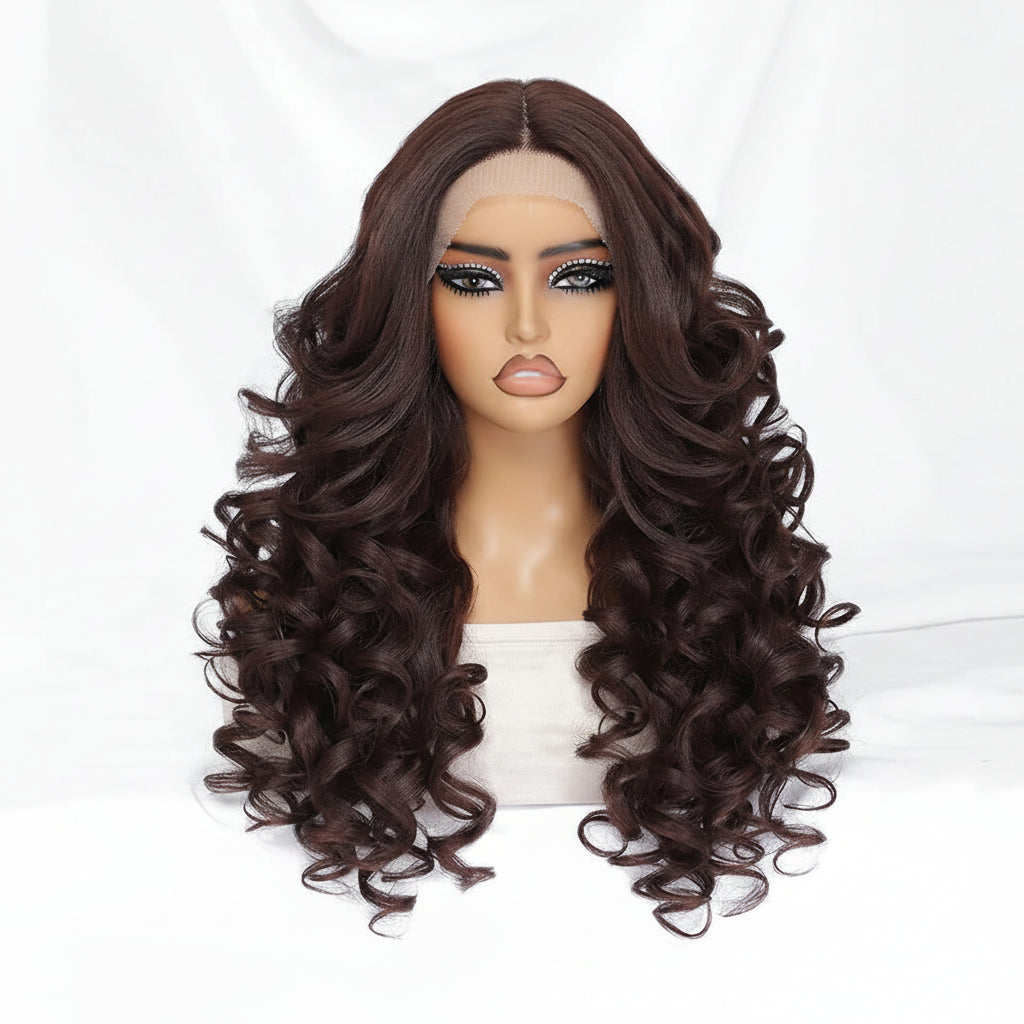 Lace Front Wig Curly Latisha Synthetic Blonde Pink Blue Black White - OSASCO