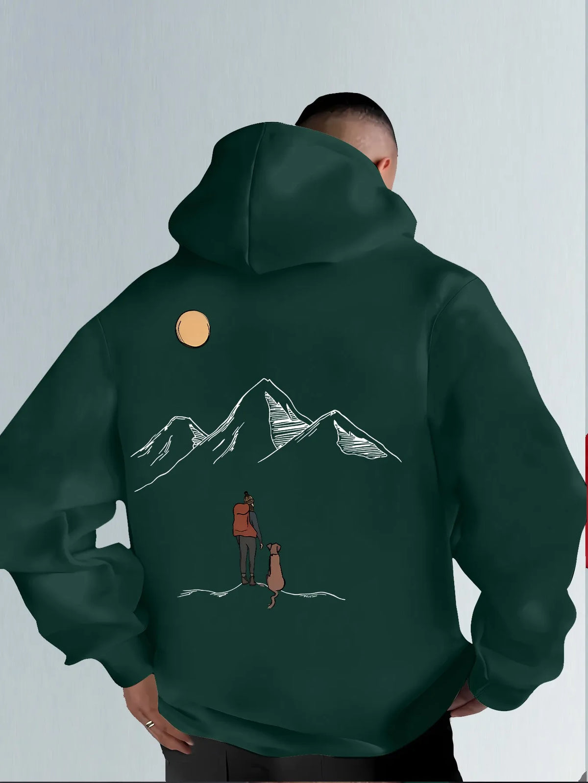 Men's Mountain Print Casual Hoodie