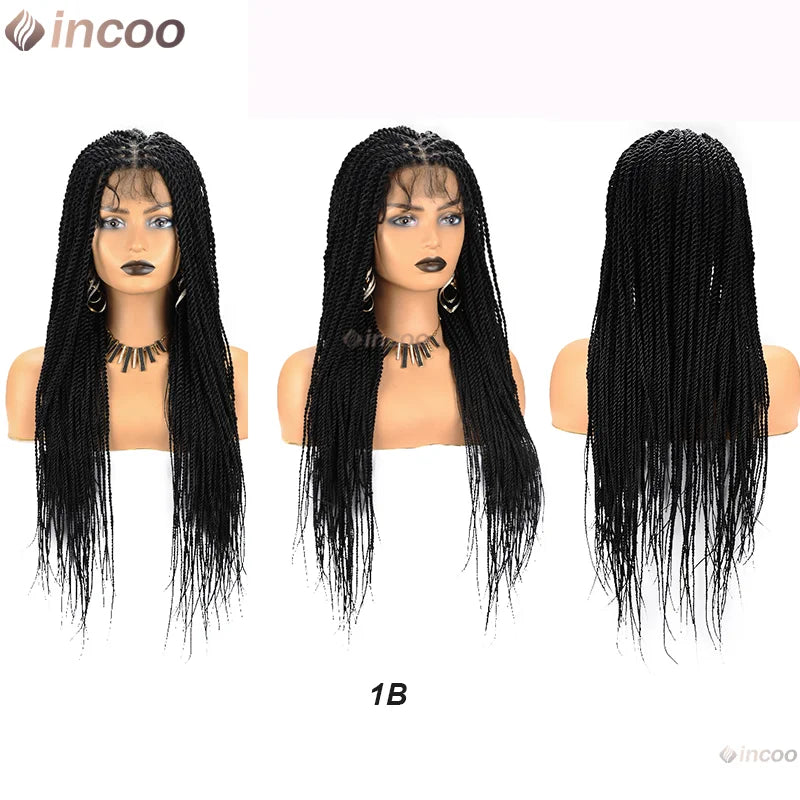 Synthetic Full Lace Braided Wig Blonde Twist Braids Wig Knotless Box - OSASCO