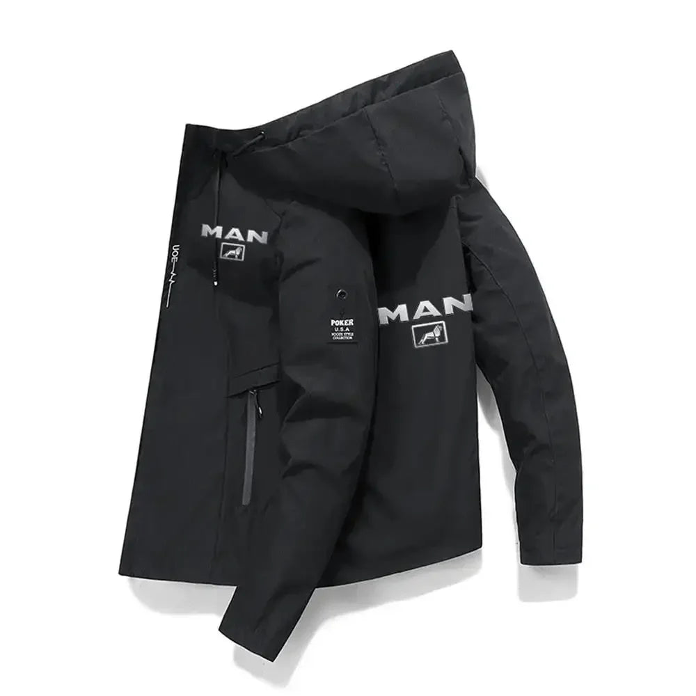Men's Graphic Print Hooded Zip-Up Jacket