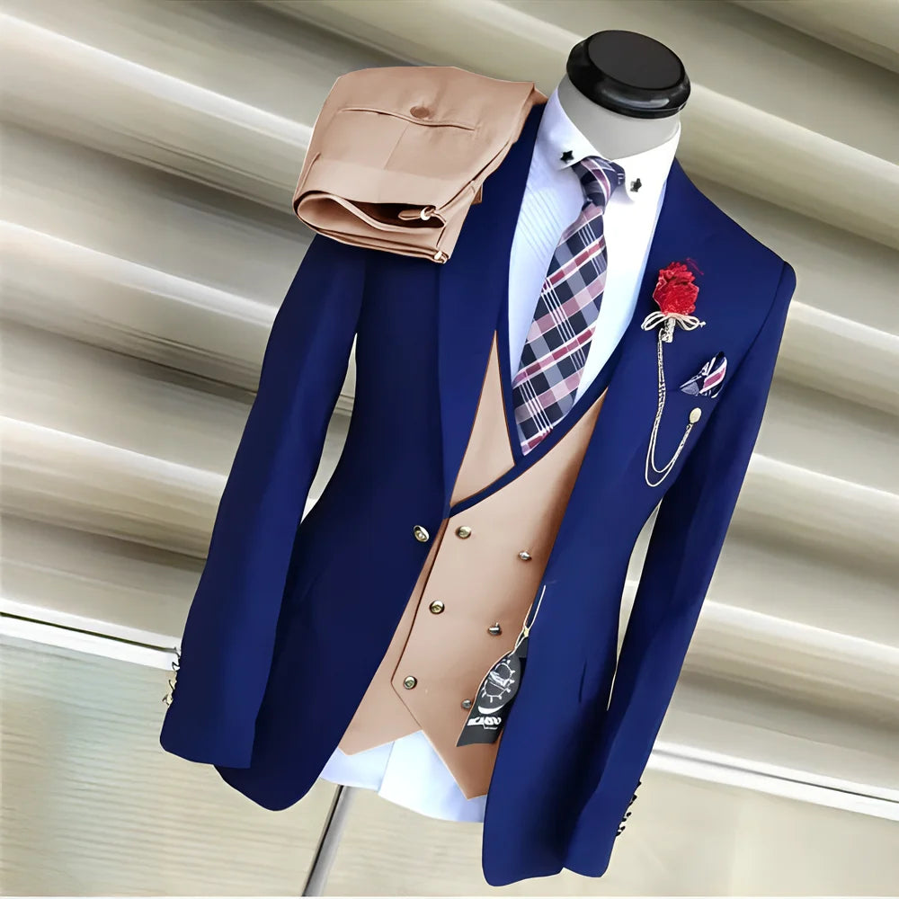 Men's Royal Blue 3-Piece Suit Set — product view
