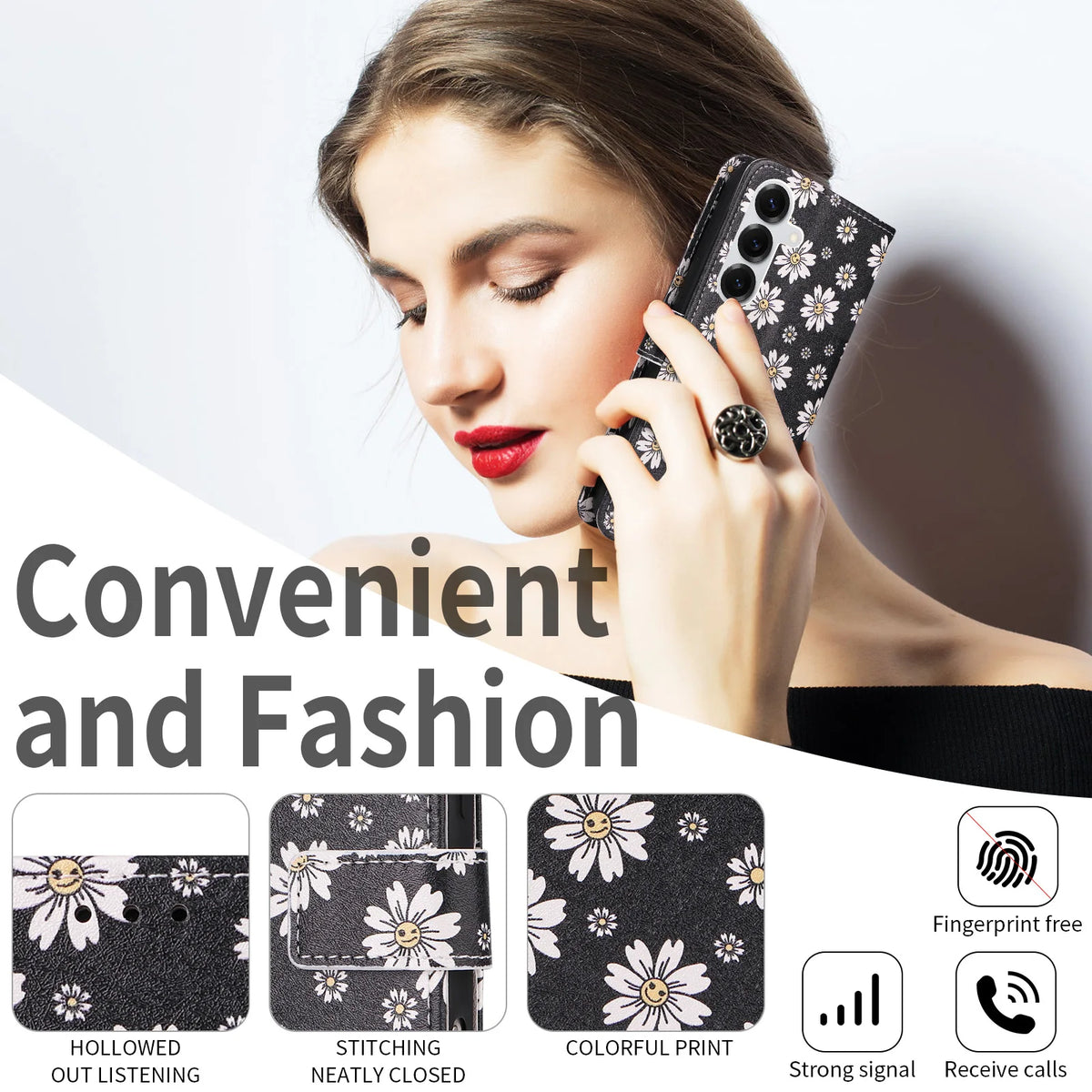Floral Print Flip Wallet Phone Case for Samsung Galaxy A36, A37, A34, A35, A32 5G, A33 5G, A31, A32 4G, A27, A30, A25, A26, A22 5G, A23, A21s, A22 4G, A17, A20, A15, A16, A13, A14, A10, A12, A06, A07, A05, A05s, A03 Core, A04, A02, A56 & More Models