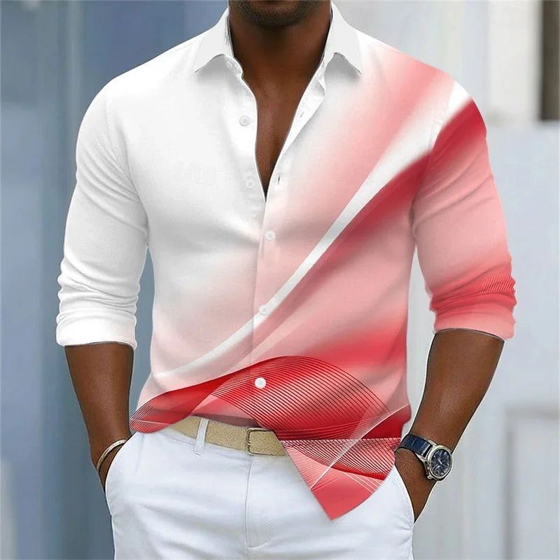 Men's Striped Long-Sleeve Casual Shirt