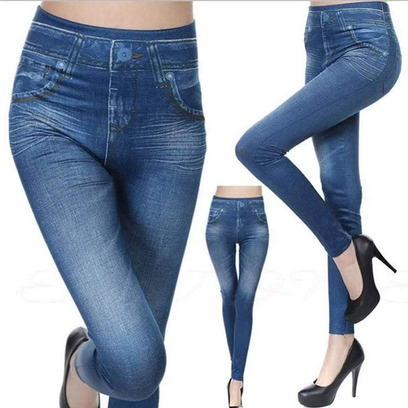 Women's Stretch Denim-Look Leggings — product view