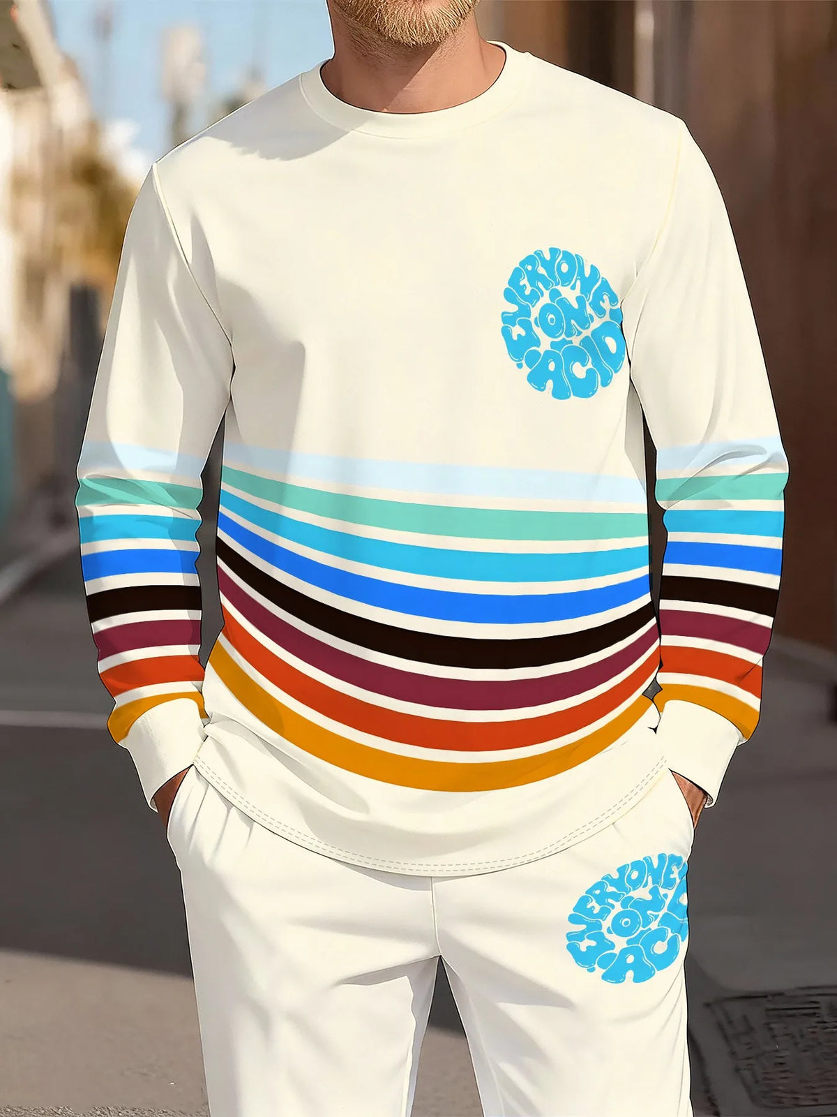 Men's Graphic Print Sweatshirt & Pants Set