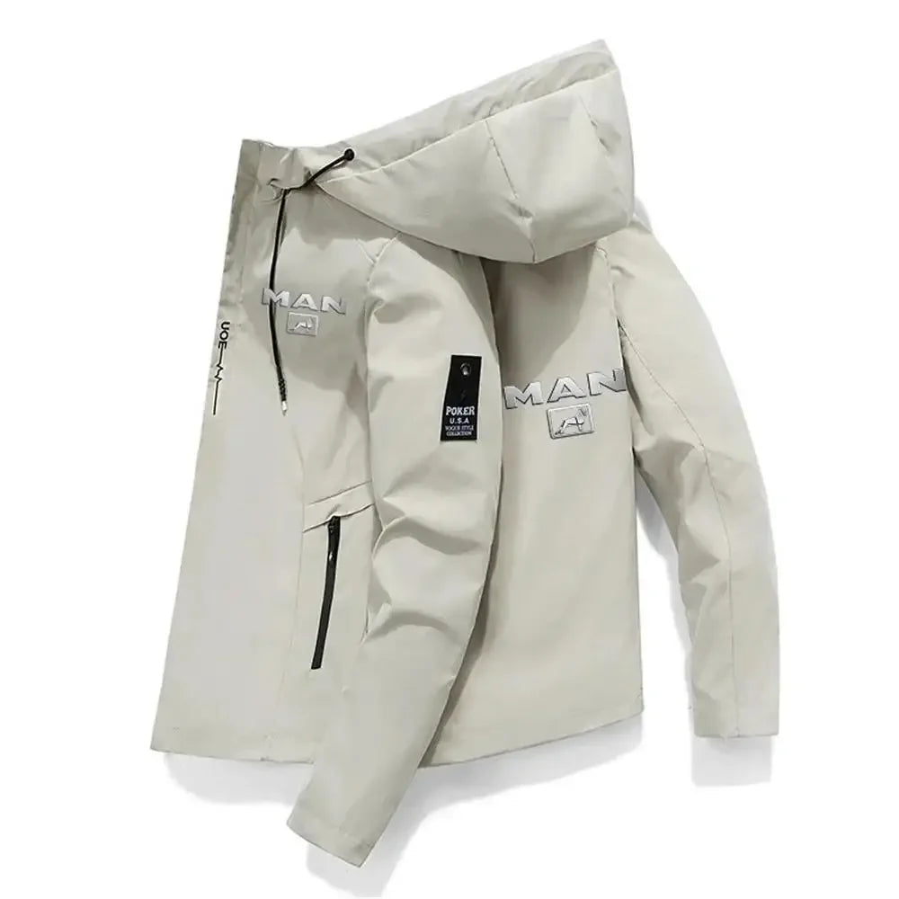 Men's Graphic Print Hooded Zip-Up Jacket