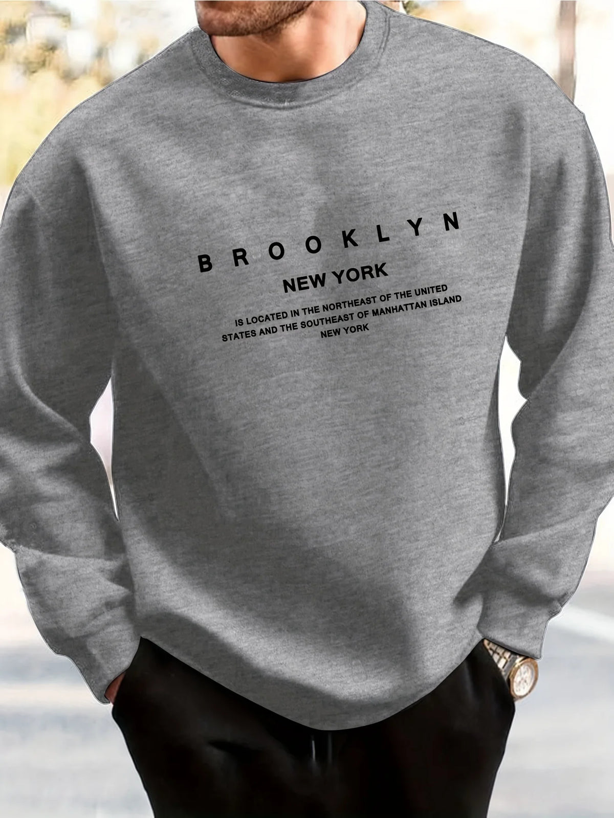 Men's Letter Print Crew-Neck Sweatshirt