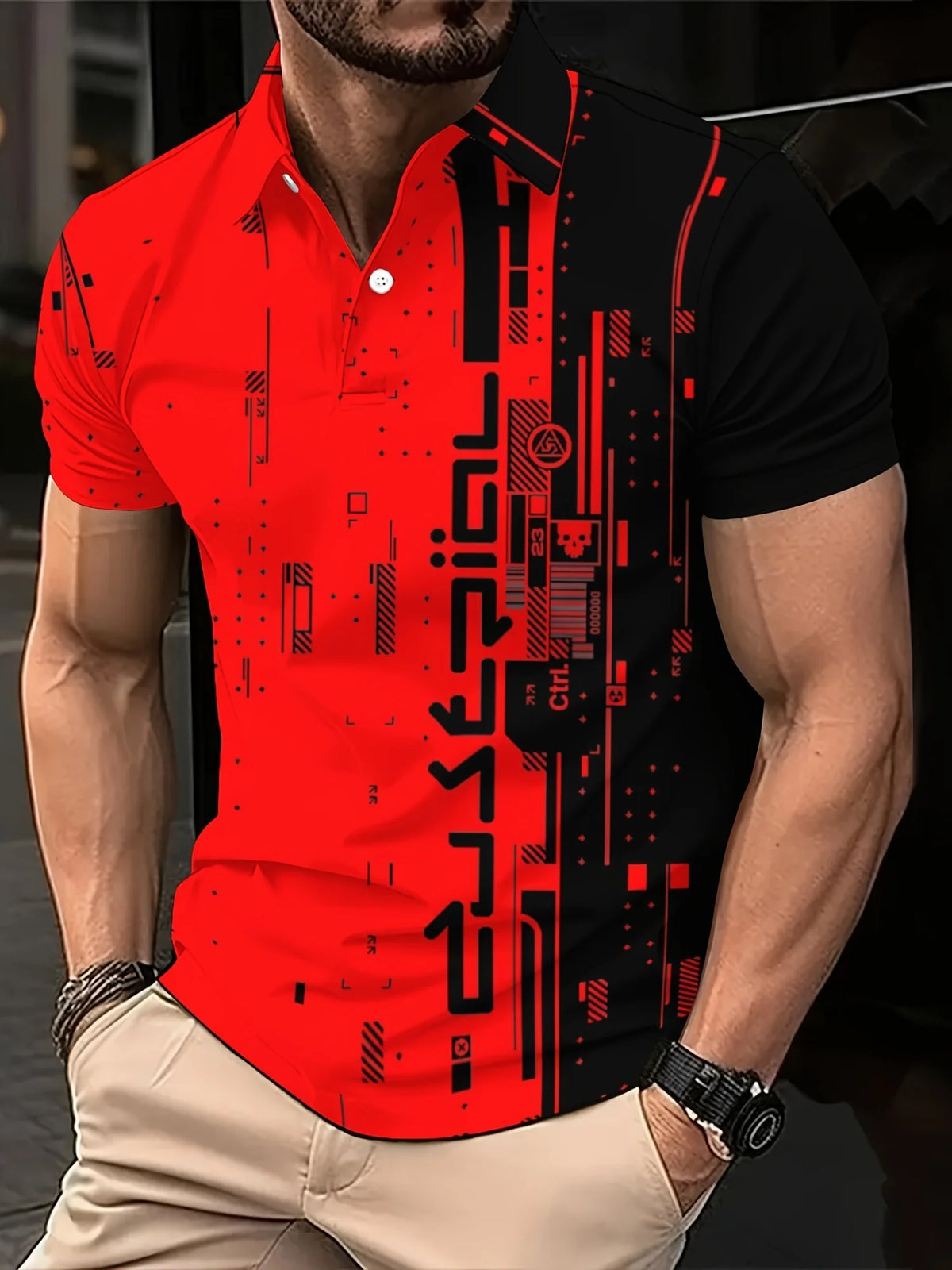 Men's Gradient Print Polo Shirt