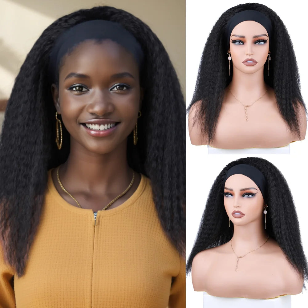 Short Kinky Straight Synthetic Wig High Puff Synthetic Hair Wig Afro - OSASCO