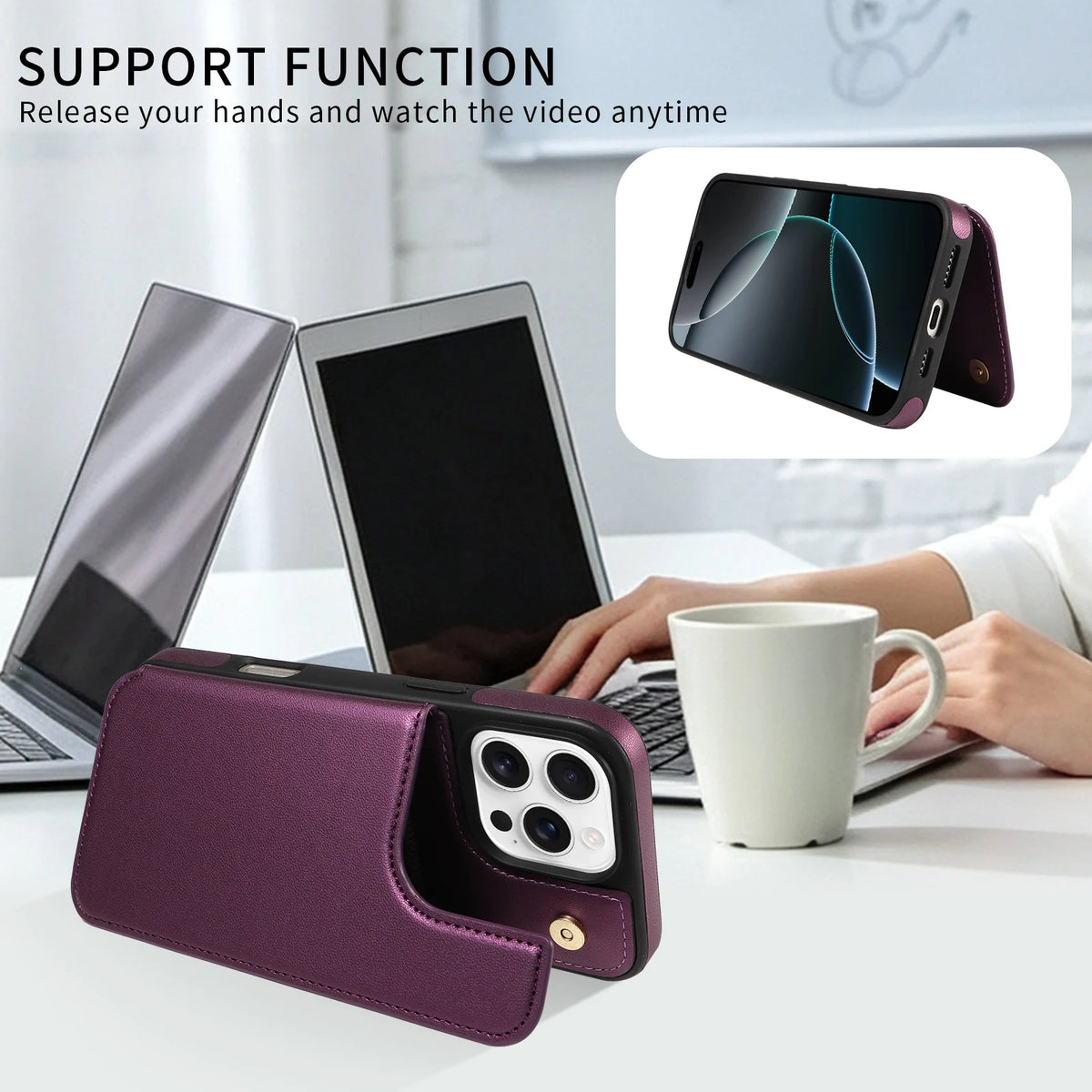 Flip Wallet Phone Case with Card Slots for iPhone 17 Pro, iPhone 17, iPhone 17 Pro Max, iPhone 17e, iPhone 16 Plus, iPhone 16, iPhone 16e, iPhone 16 Pro, iPhone 15 Pro, iPhone 15 Pro Max, iPhone 16 Pro Max, iPhone 15 & More Models