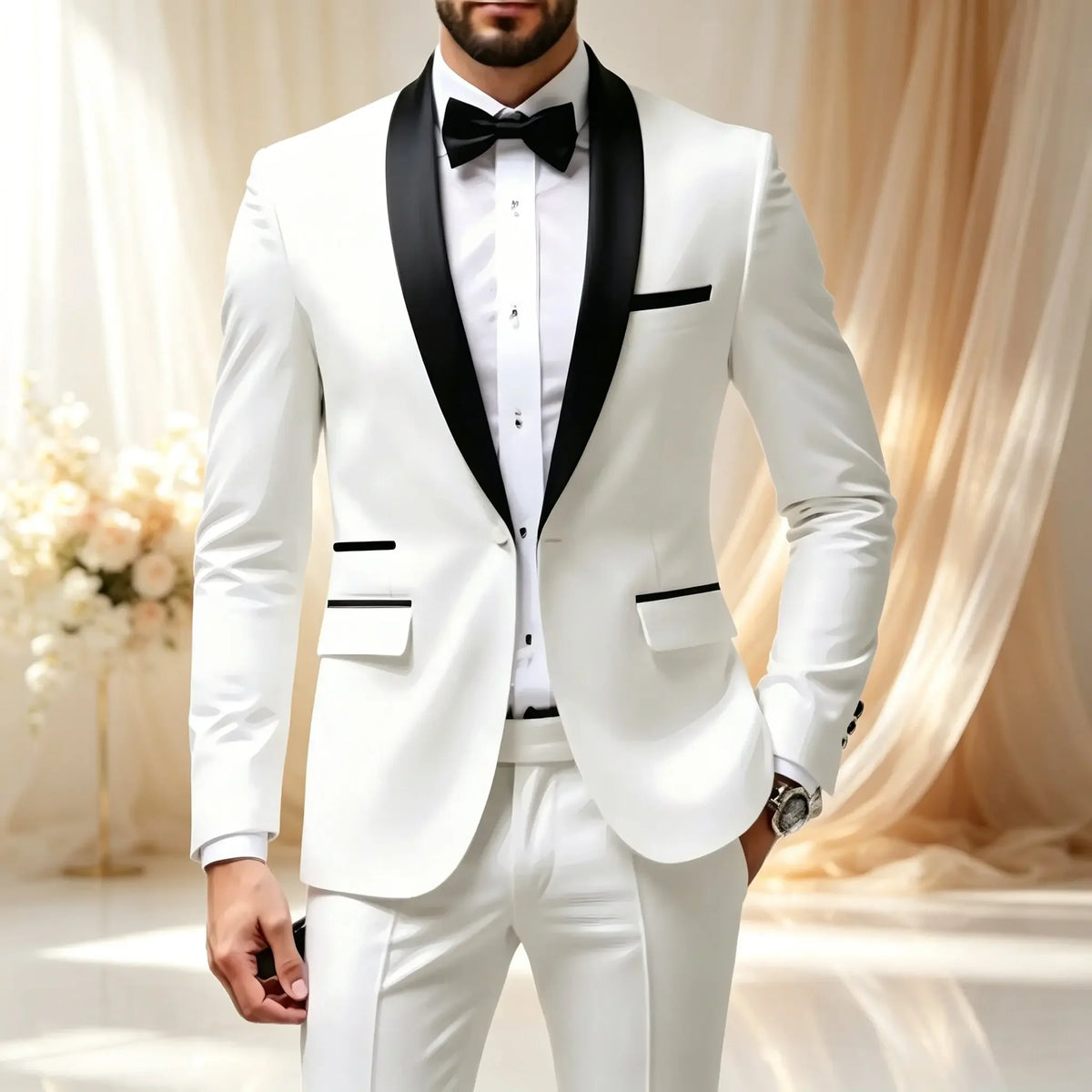 Men's Solid-Colour Two-Piece Wedding Suit