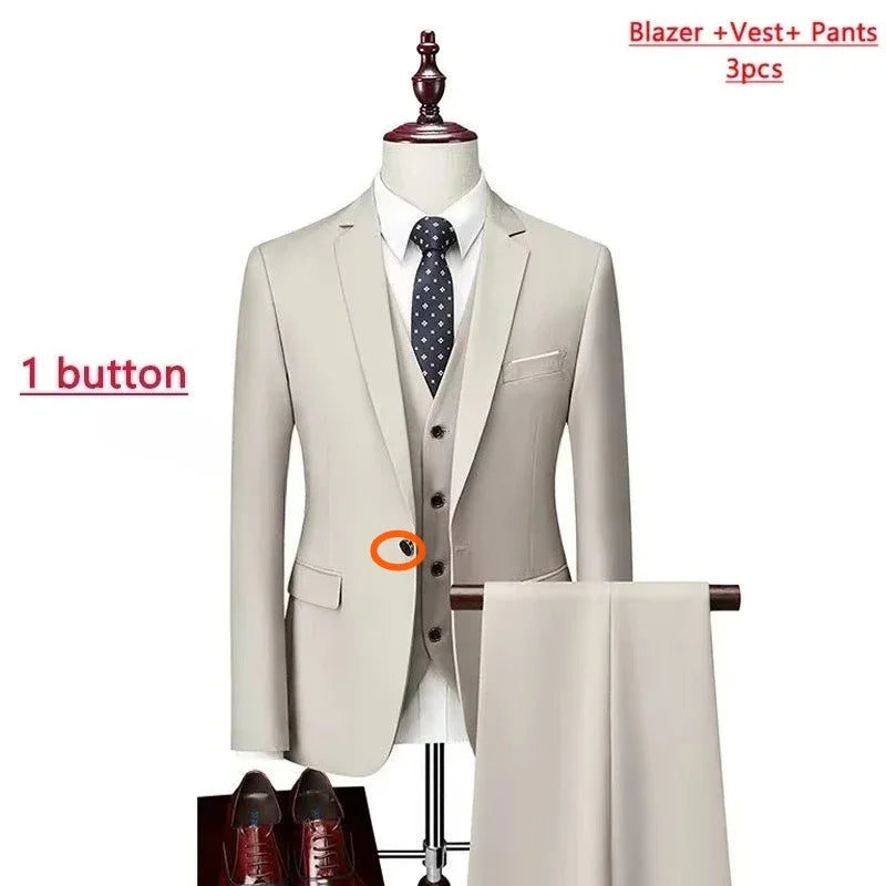 Men's Classic Three-Piece Wedding Suit