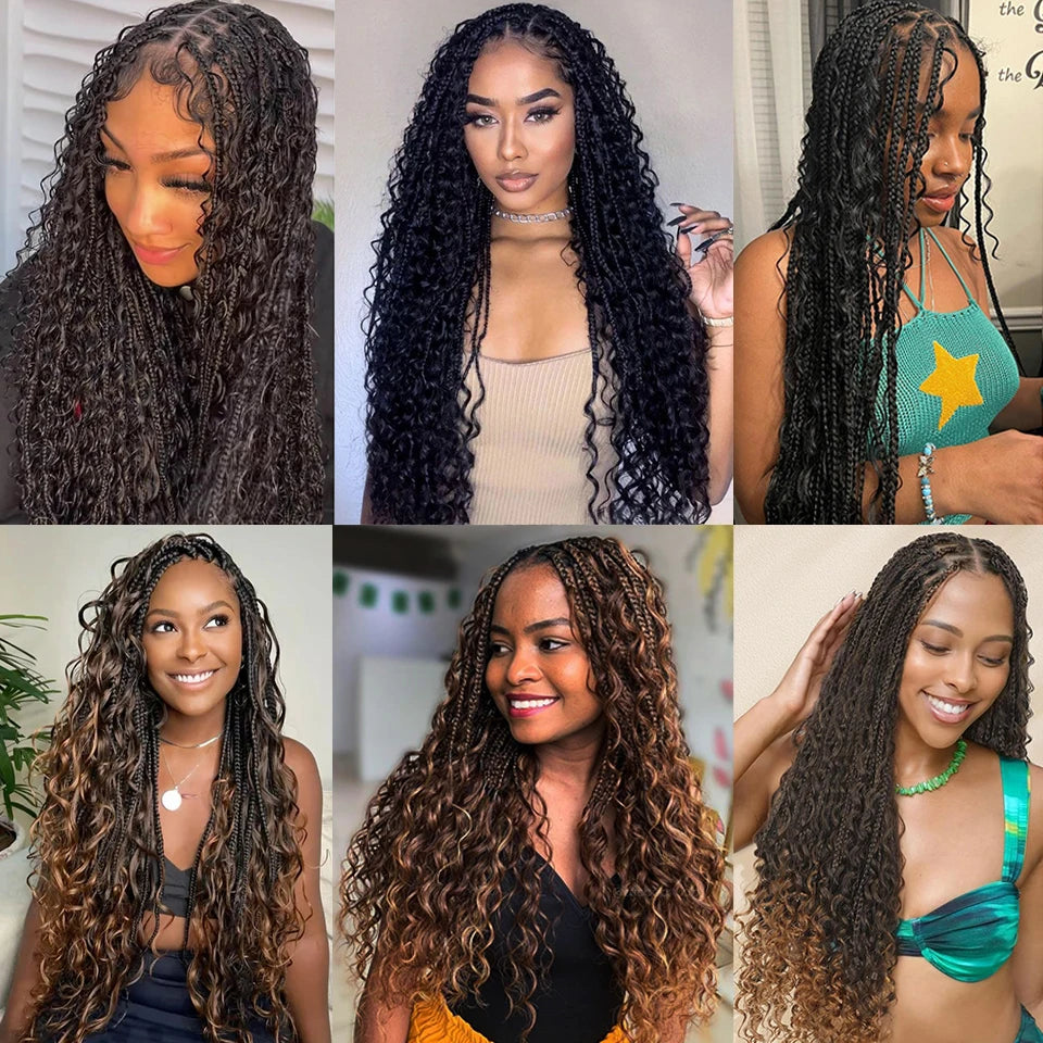Boho Goddess Box Braid Wig with Baby Hair Lace Front Braided Wig - OSASCO
