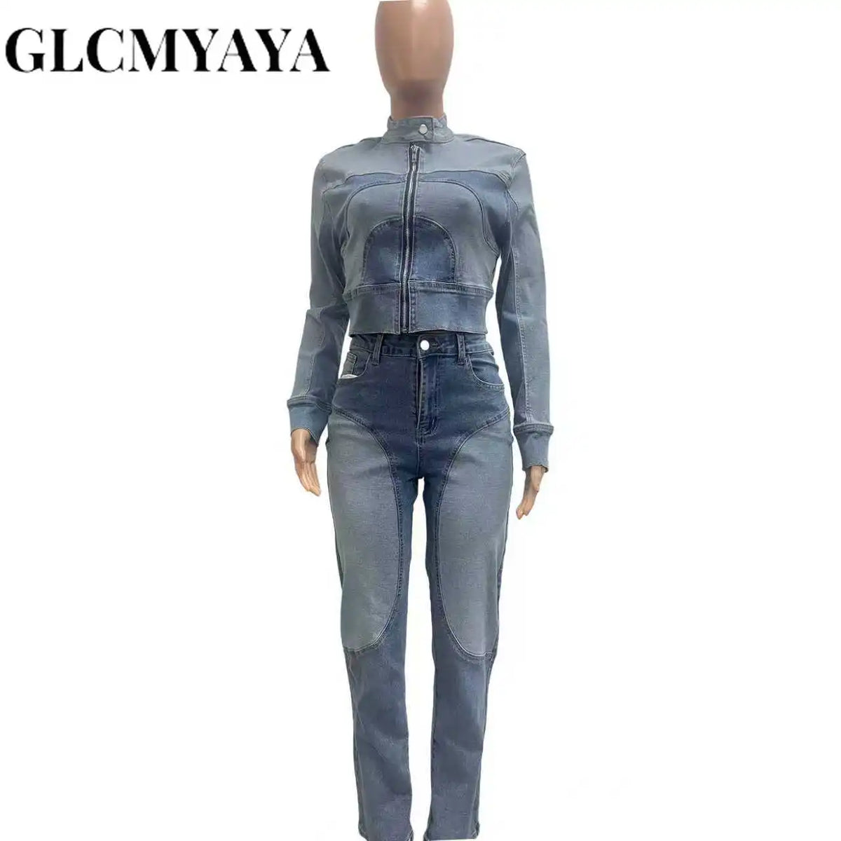 Women's Washed Denim Shirt & Fitted Jeans Set