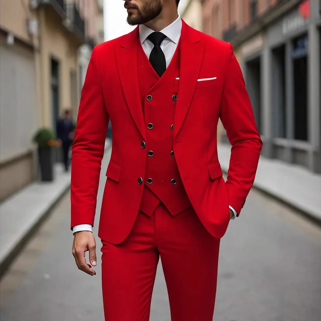 Men's Slim Fit Three-Piece Wedding Suit